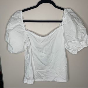 H&M white square neck puffy short sleeve top